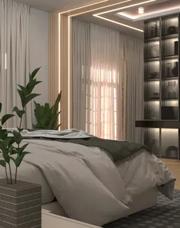 a bed in a room