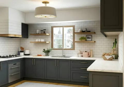 white and brown kitchen cabinet