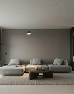 gray padded chaise couch beside window — detail 1